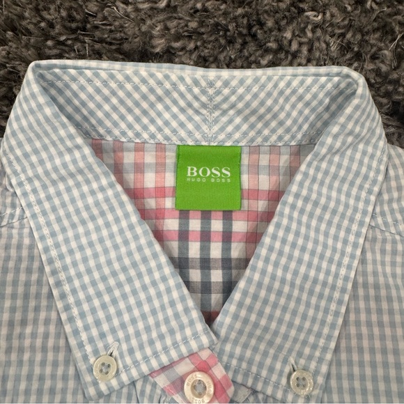 BOSS Hugo Boss Men's Checkered Shirt in Light Blue, Size L - Picture 4 of 8